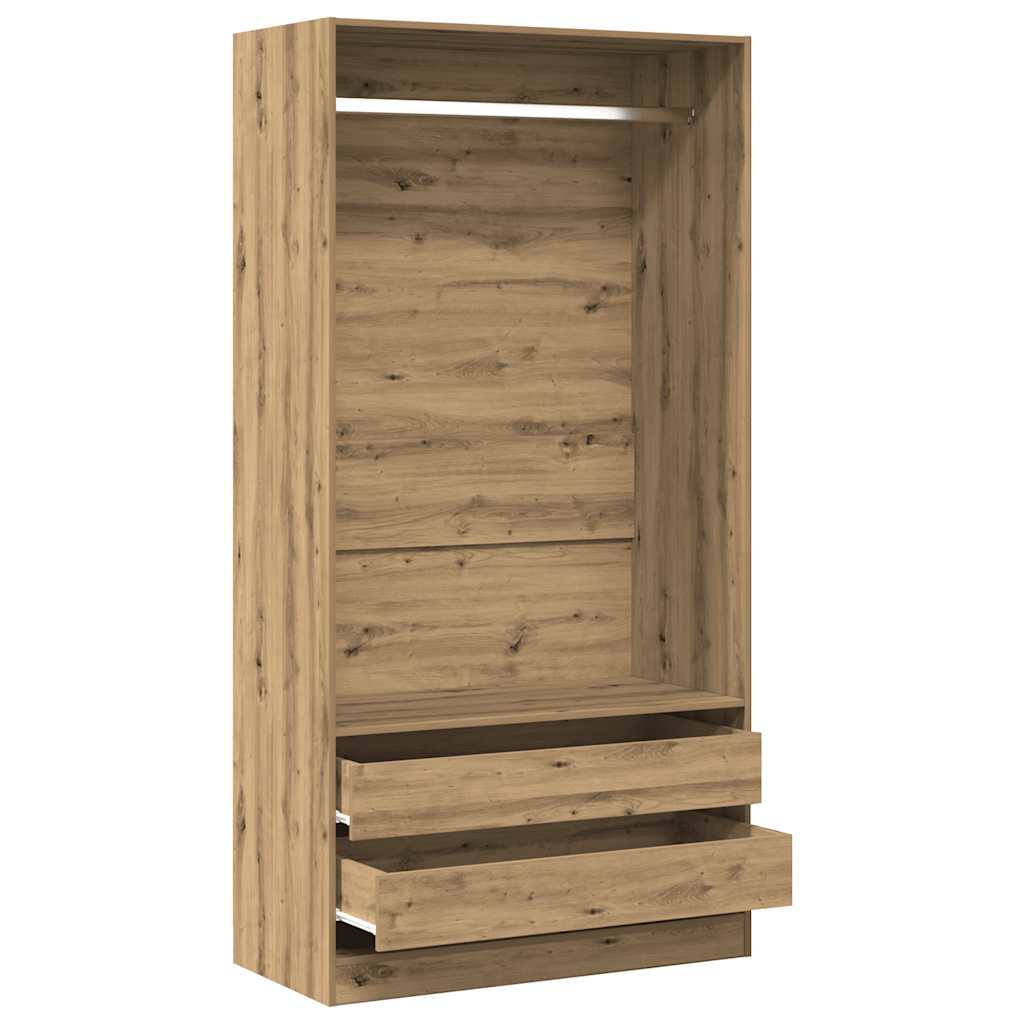 klædeskab 100x50x200 cm konstrueret træ egetræslook