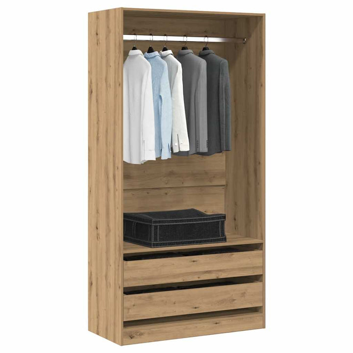 klædeskab 100x50x200 cm konstrueret træ egetræslook