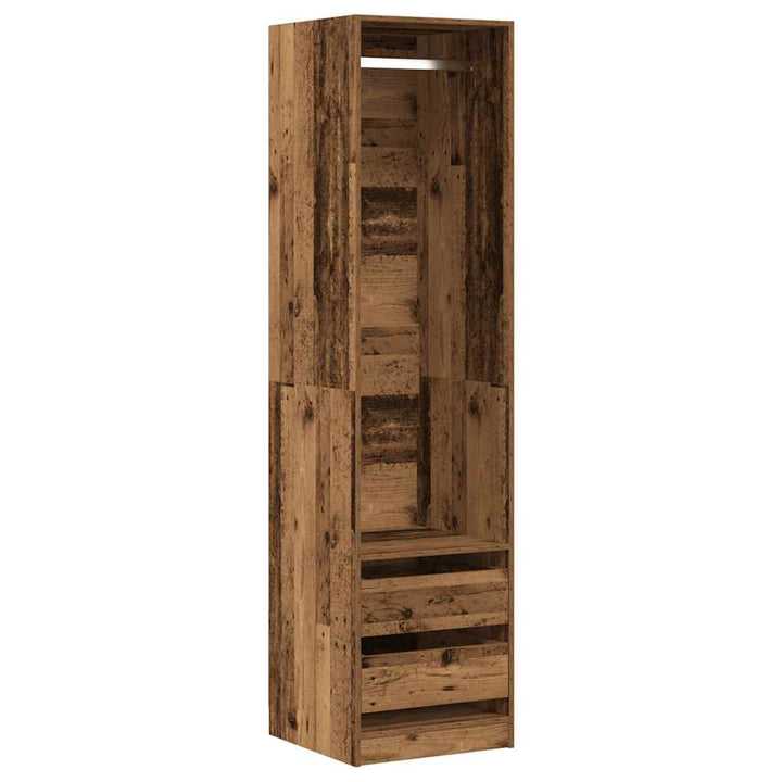 klædeskab 50x50x200 cm konstrueret træ gammelt træ-look