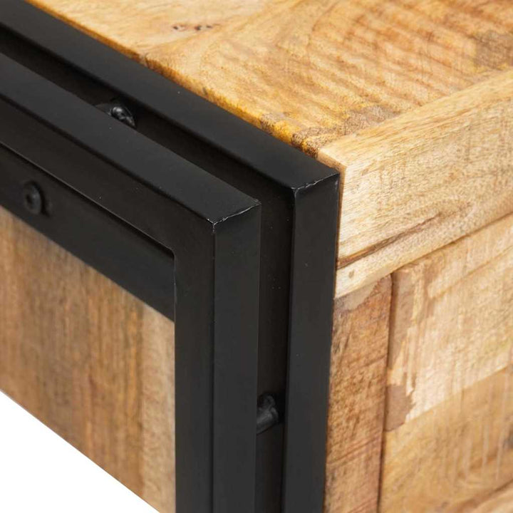 Konsolbord 2 pcs Brun 200 x 33 x 75 cm Massivt ru mangotræ