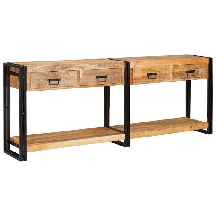 Konsolbord 2 pcs Brun 200 x 33 x 75 cm Massivt ru mangotræ