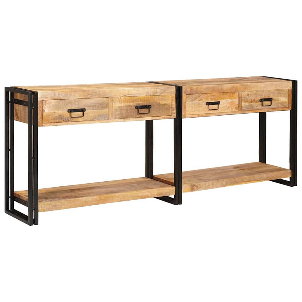 Konsolbord 2 pcs Brun 200 x 33 x 75 cm Massivt ru mangotræ