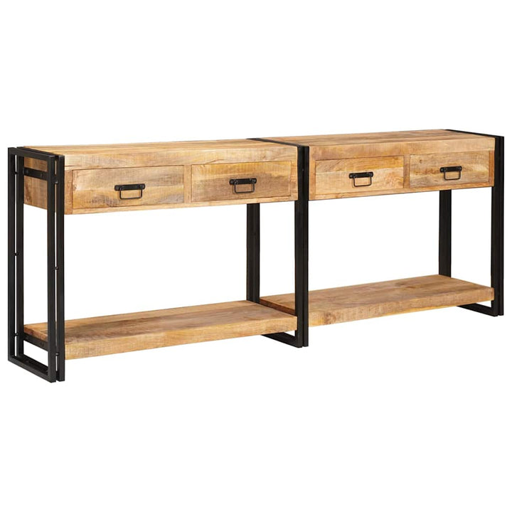 Konsolbord 2 pcs Brun 200 x 33 x 75 cm Massivt ru mangotræ