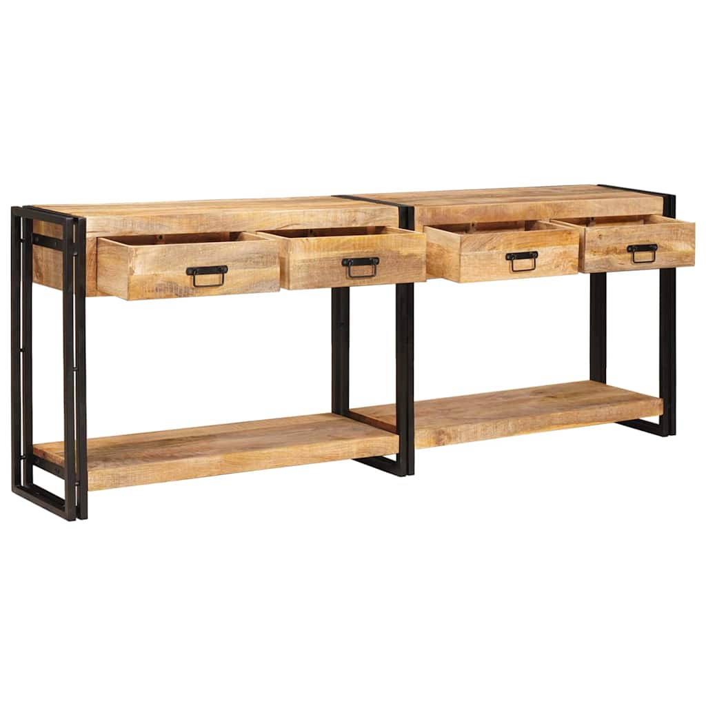 Konsolbord 2 pcs Brun 200 x 33 x 75 cm Massivt ru mangotræ