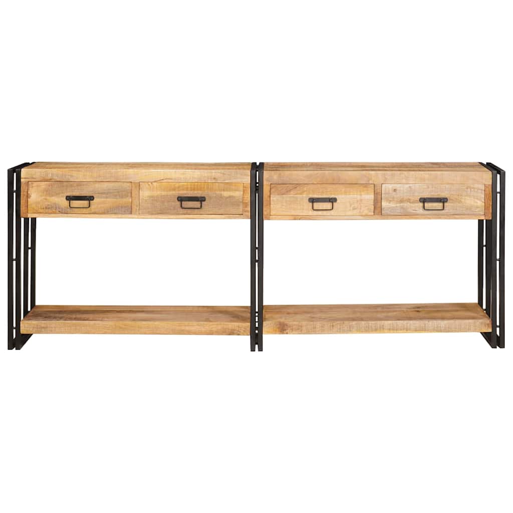 Konsolbord 2 pcs Brun 200 x 33 x 75 cm Massivt ru mangotræ