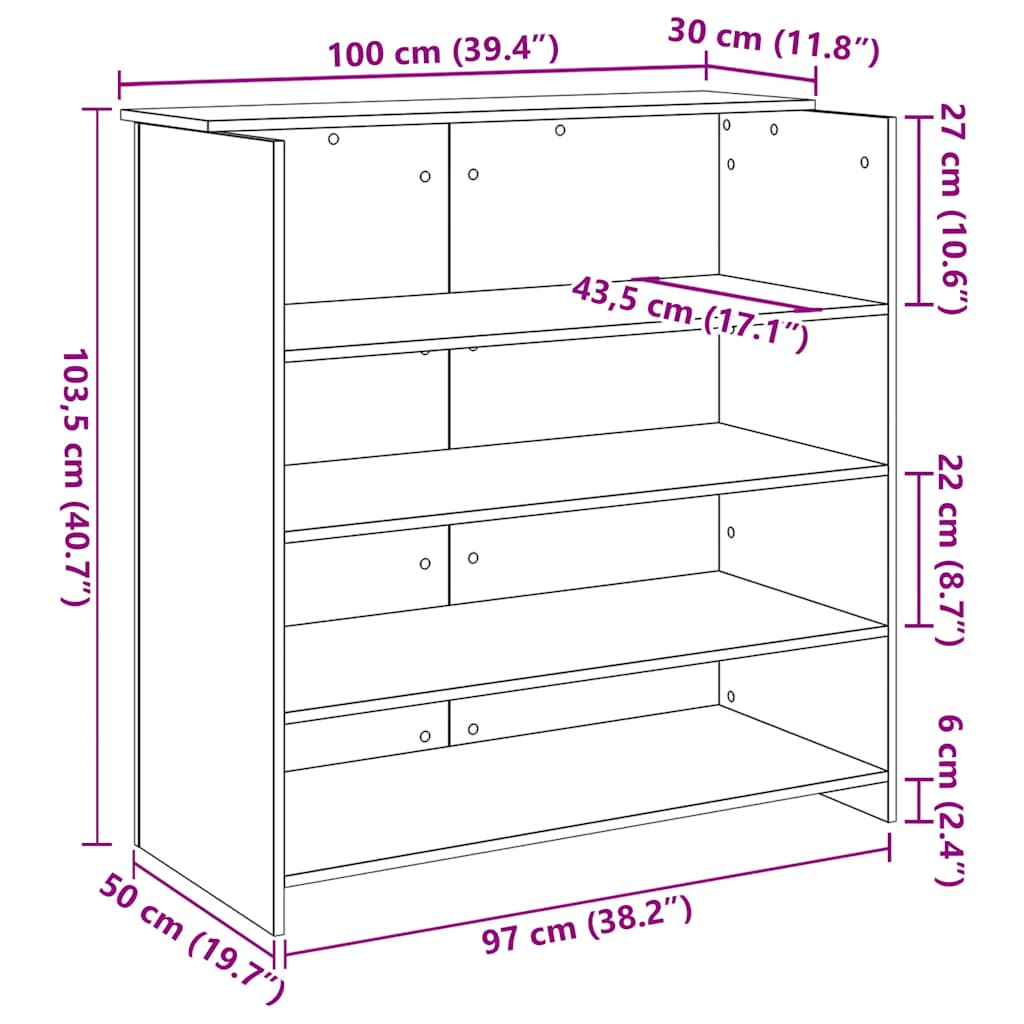 receptionsdisk hvid 100x50x103,5 cm konstrueret træ