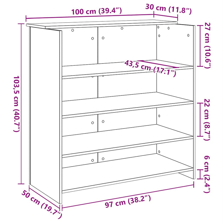receptionsskranke antikt træ 100x50x103,5 cm konstrueret træ