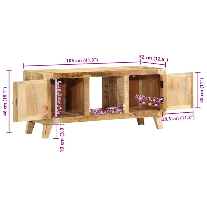 tv-bord 105x46x32 cm massivt ru mangotræ