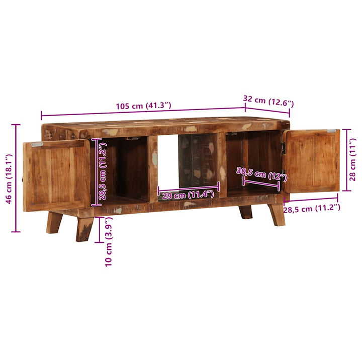 tv-bord 105x46x32 cm massivt genbrugstræ