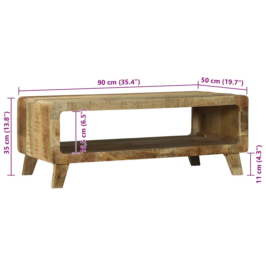Sofabord Brun 90 x 50 x 35 cm Massivt ru mangotræ