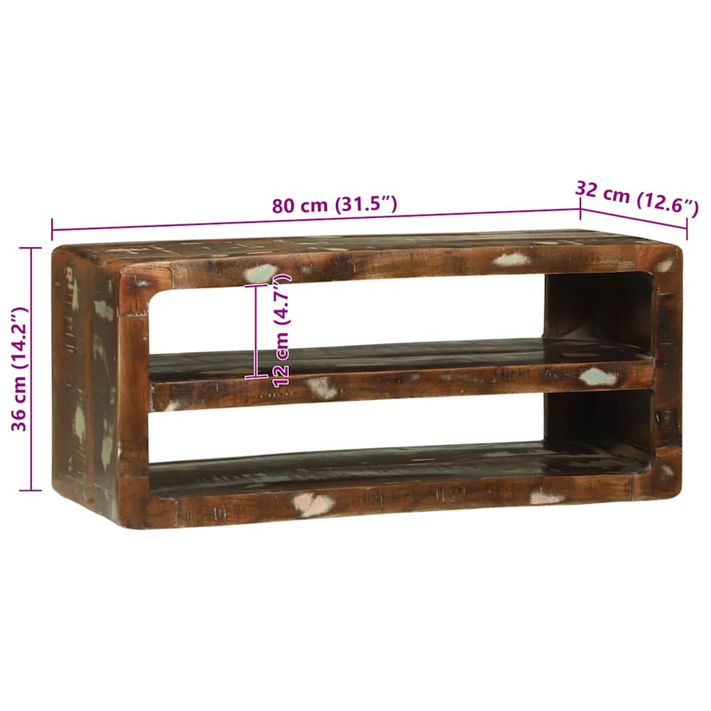 TV Skab Flerfarvet 80 x 32 x 36 cm Massivt genbrugstræ