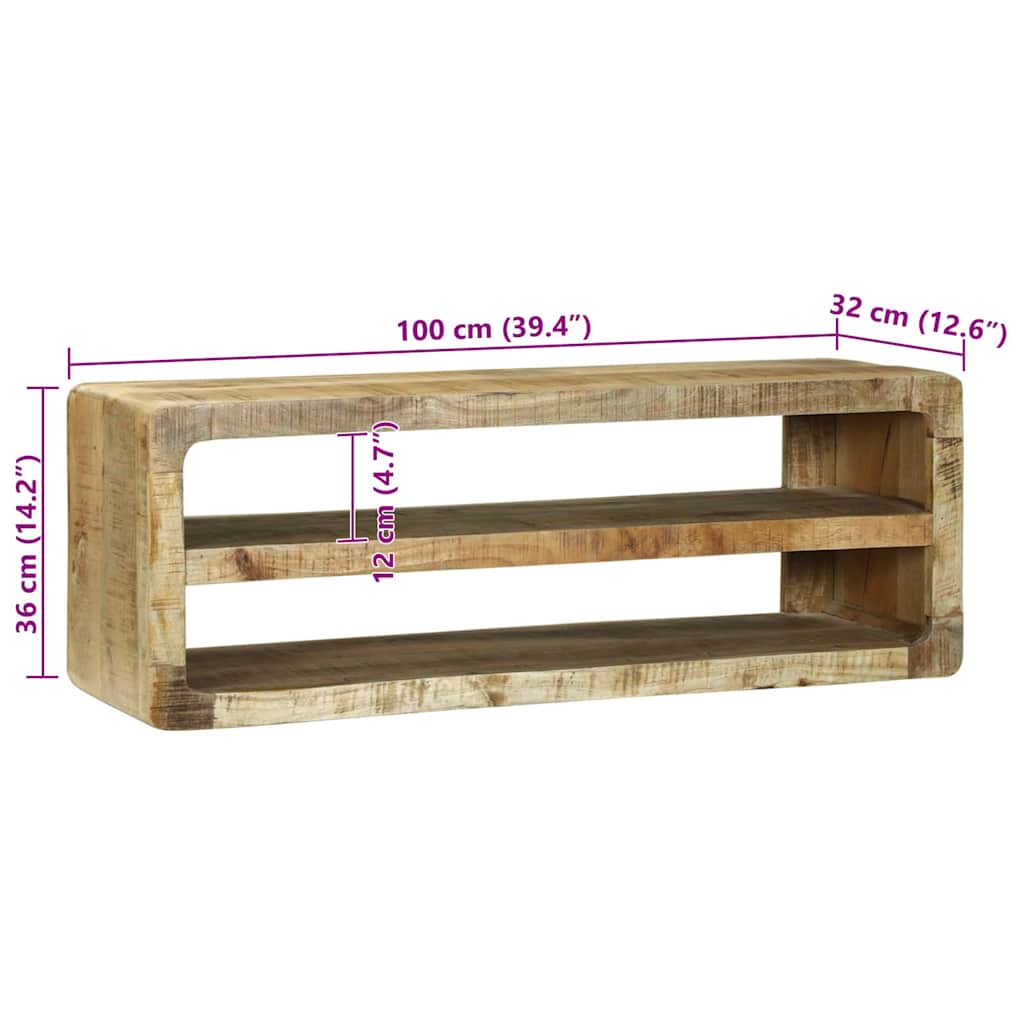 TV Skab med hylde Brun 100 x 32 x 36 cm Massivt mangotræ
