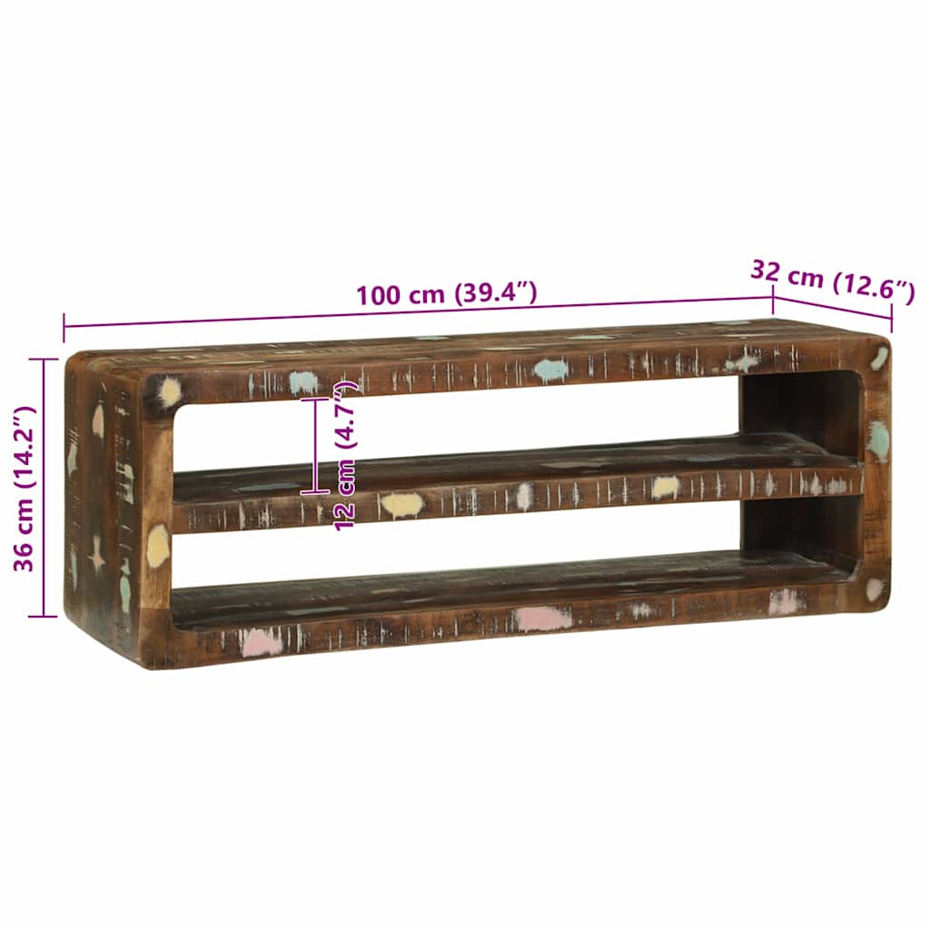 TV Skab Flerfarvet 100 x 32 x 36 cm Massivt genbrugstræ