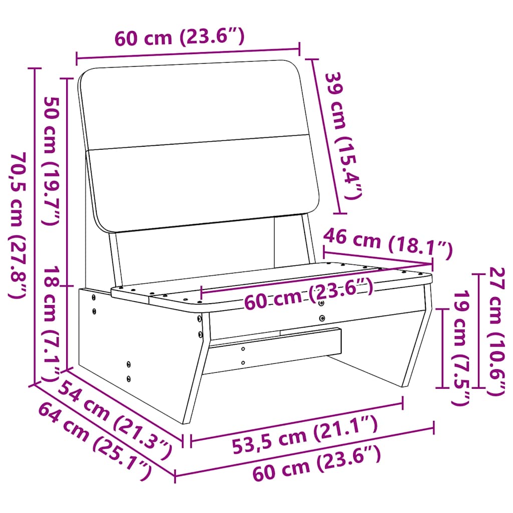 havestole 2 stk. 60x64x70,5 cm massivt douglasgran