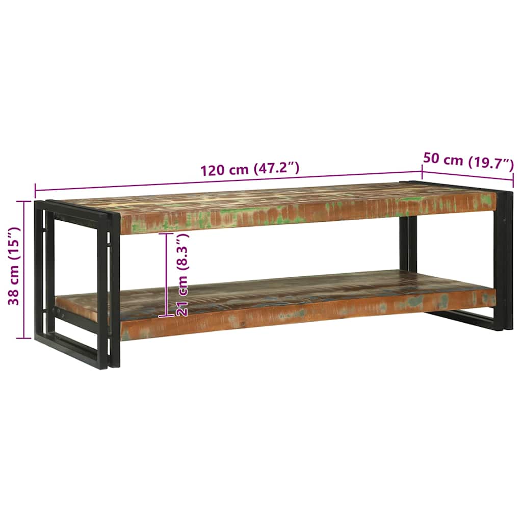 Sofabord Flerfarvet 120 x 50 x 38 cm Massivt genanvendt træ