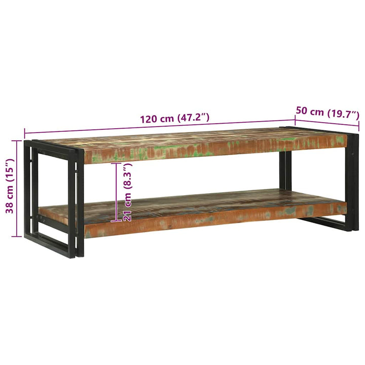 Sofabord Flerfarvet 120 x 50 x 38 cm Massivt genanvendt træ