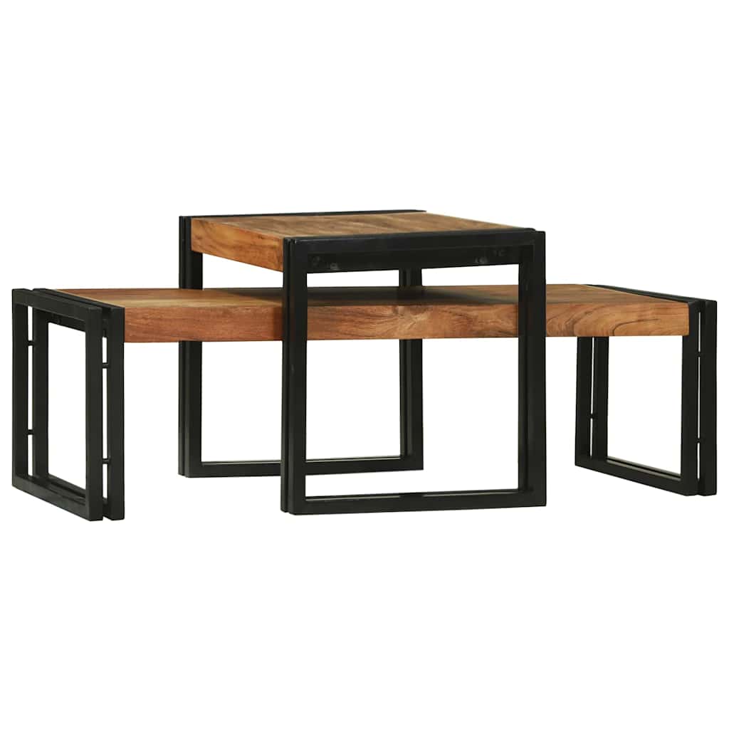 Sofabord 2 pcs Brun 48 x 40 x 40 cm Massivt akacietræ