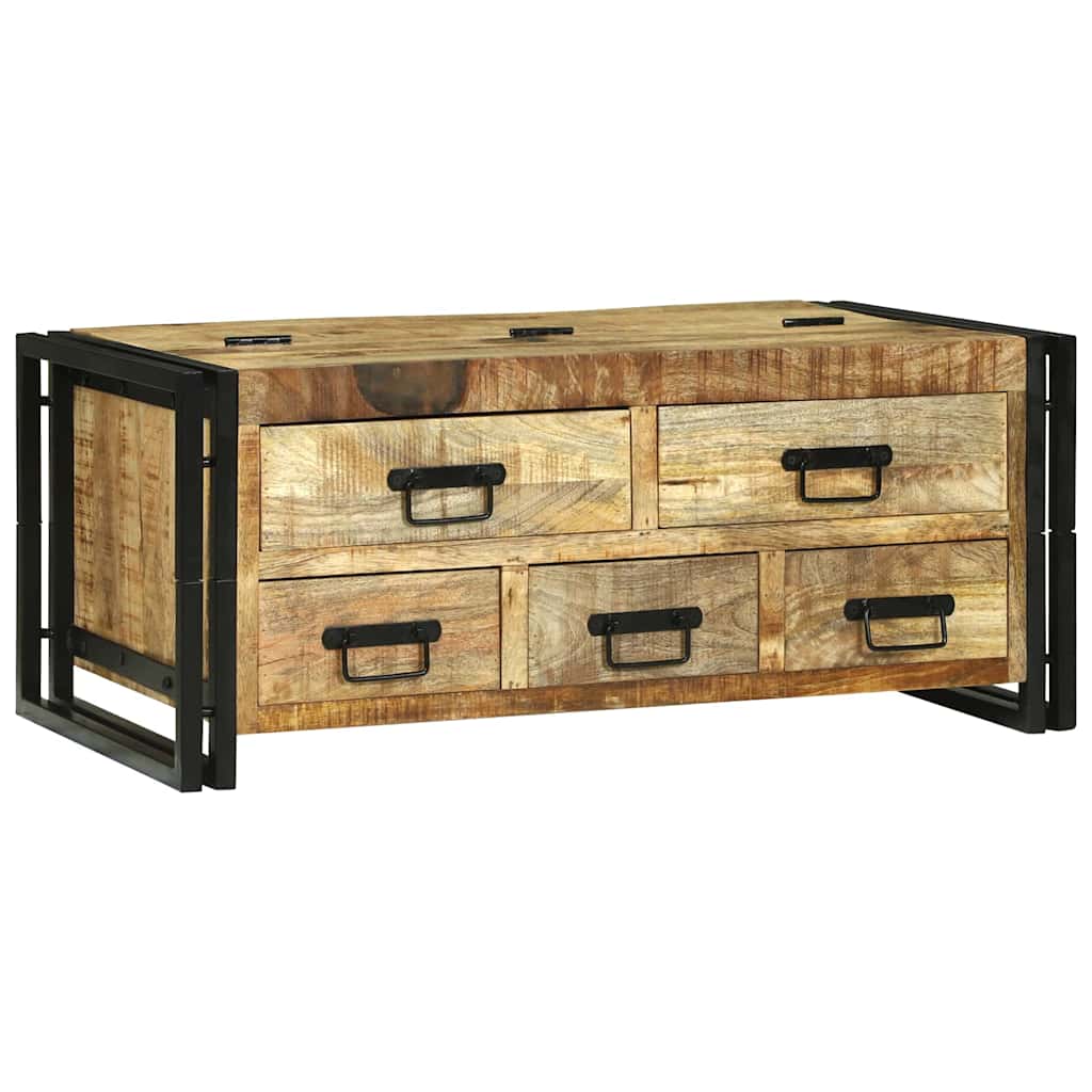 Sofabord med skuffe Brun 90 x 50 x 38 cm Massivt ru mangotræ