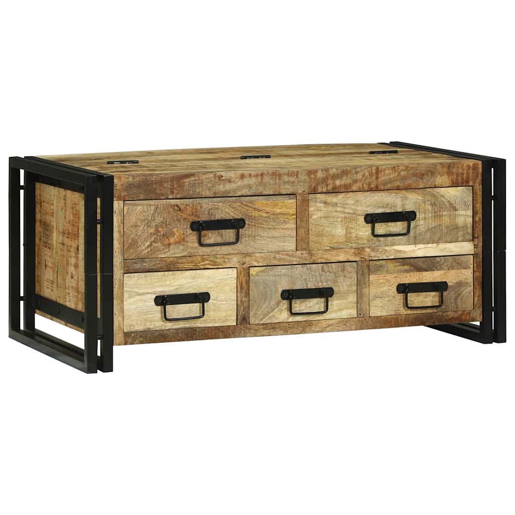 Sofabord med skuffe Brun 90 x 50 x 38 cm Massivt ru mangotræ