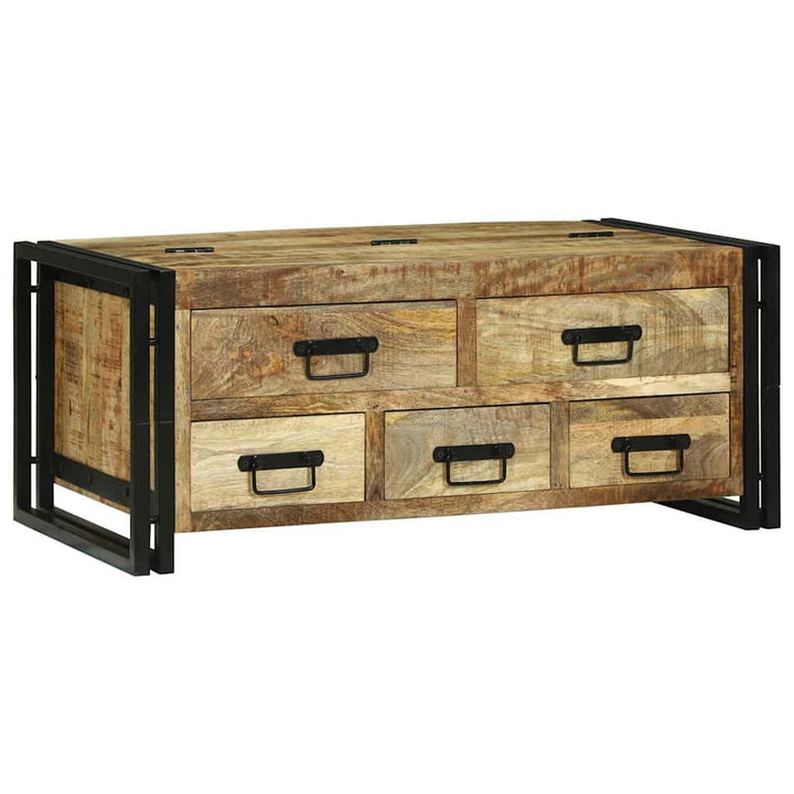 Sofabord med skuffe Brun 90 x 50 x 38 cm Massivt ru mangotræ