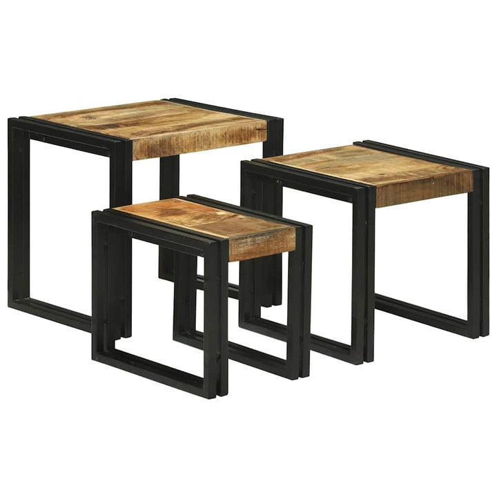 Nesting Bord 3 pcs Brun og sort Massivt ru mangotræ