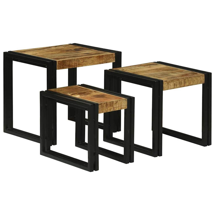 Nesting Bord 3 pcs Brun og sort Massivt ru mangotræ