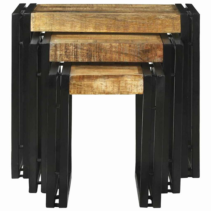 Nesting Bord 3 pcs Brun og sort Massivt ru mangotræ