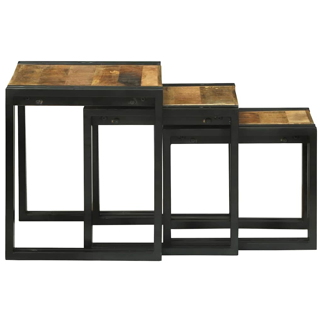Nesting Bord 3 pcs Brun og sort Massivt ru mangotræ