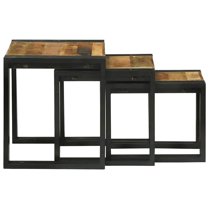 Nesting Bord 3 pcs Brun og sort Massivt ru mangotræ