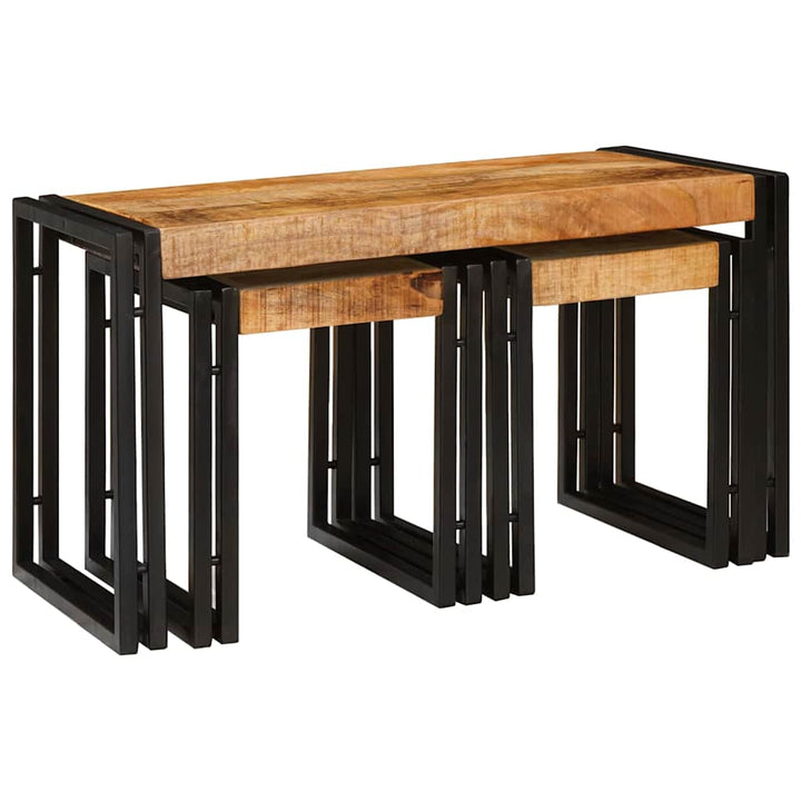 Nesting Bord 3 pcs Brun og sort Solid ru mango træ og metal