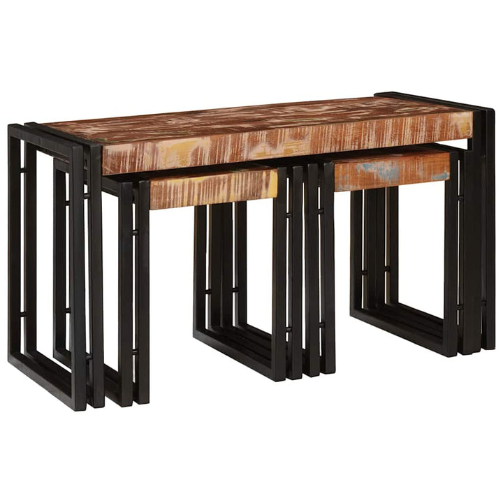 Nesting Bord 3 pcs Brun og sort Massivt genanvendt træ