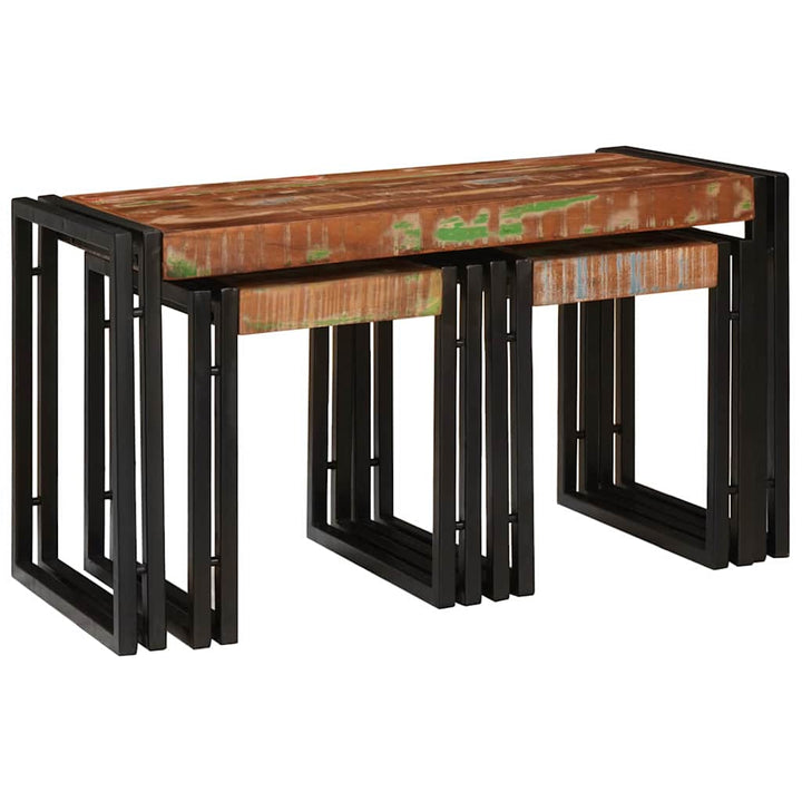 Nesting Bord 3 pcs Brun og sort Massivt genanvendt træ