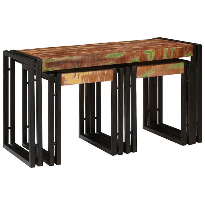 Nesting Bord 3 pcs Brun og sort Massivt genanvendt træ