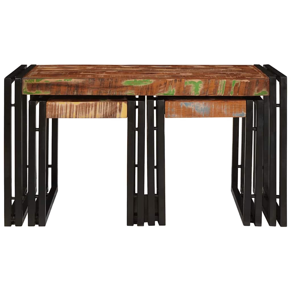 Nesting Bord 3 pcs Brun og sort Massivt genanvendt træ