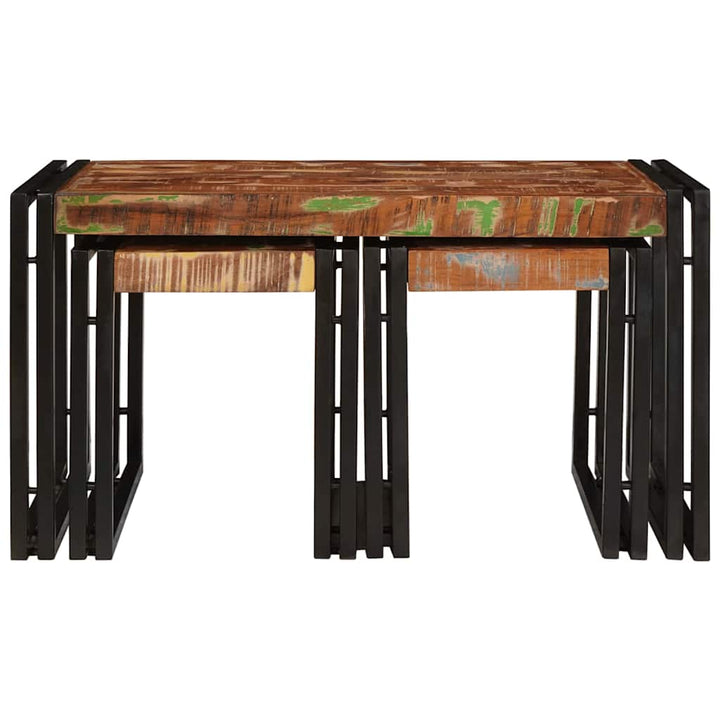 Nesting Bord 3 pcs Brun og sort Massivt genanvendt træ