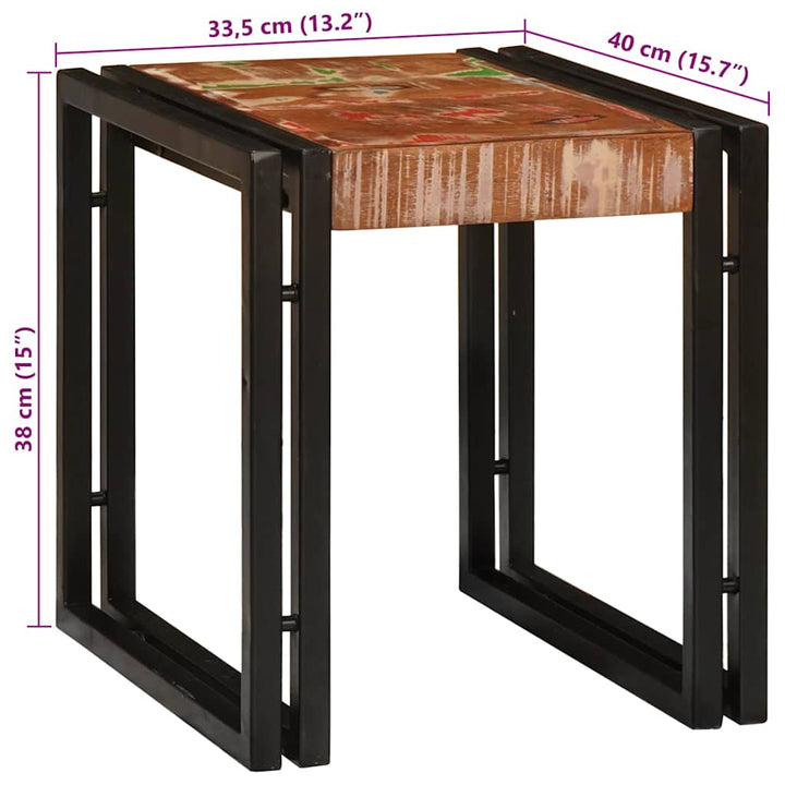 Nesting Bord 3 pcs Brun og sort Massivt genanvendt træ