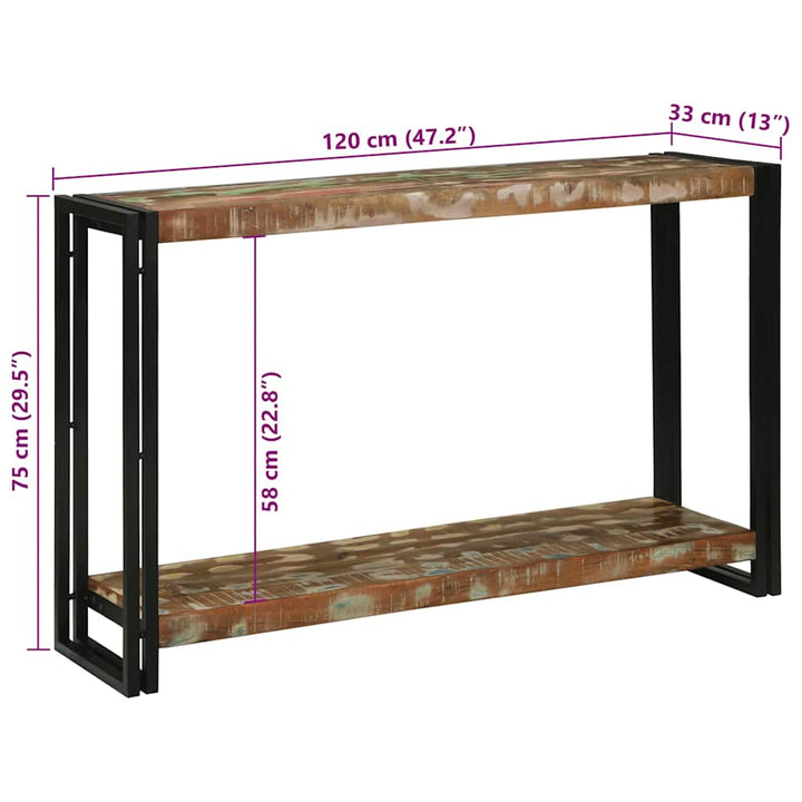 Konsolbord Flerfarvet 120 x 33 x 75 cm Massivt genanvendt træ