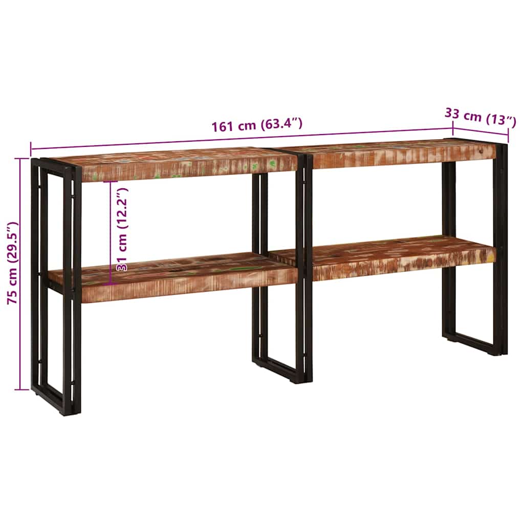 Konsolbord Flerfarvet 160 x 33 x 75 cm Massivt genanvendt træ