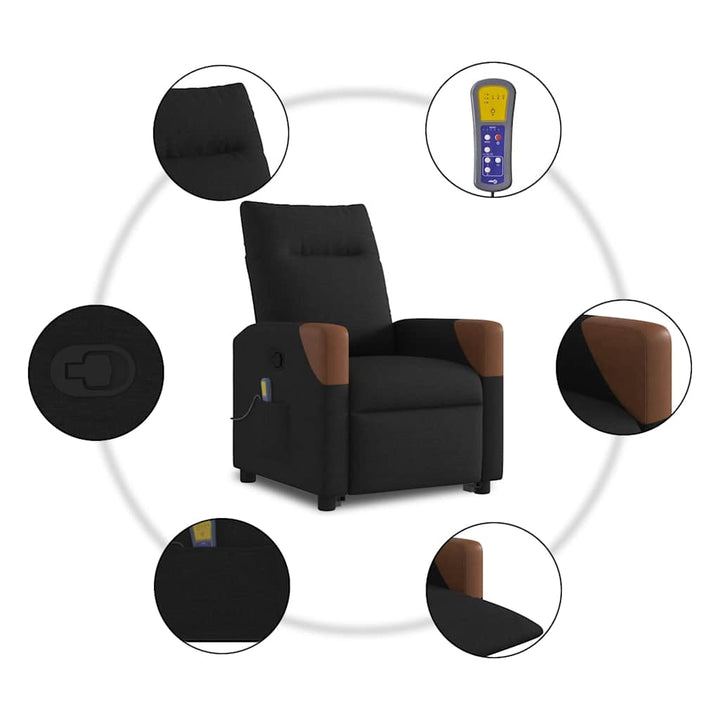 løftestol med massage stof sort