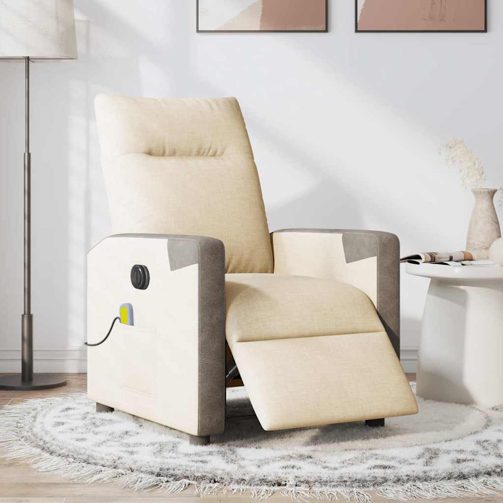 eldrevet massagestol stof cremefarvet