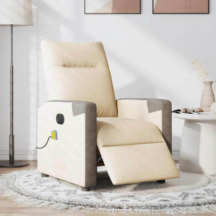 eldrevet massagestol stof cremefarvet