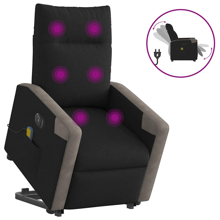 elektrisk massagestol med løftefunktion stof sort