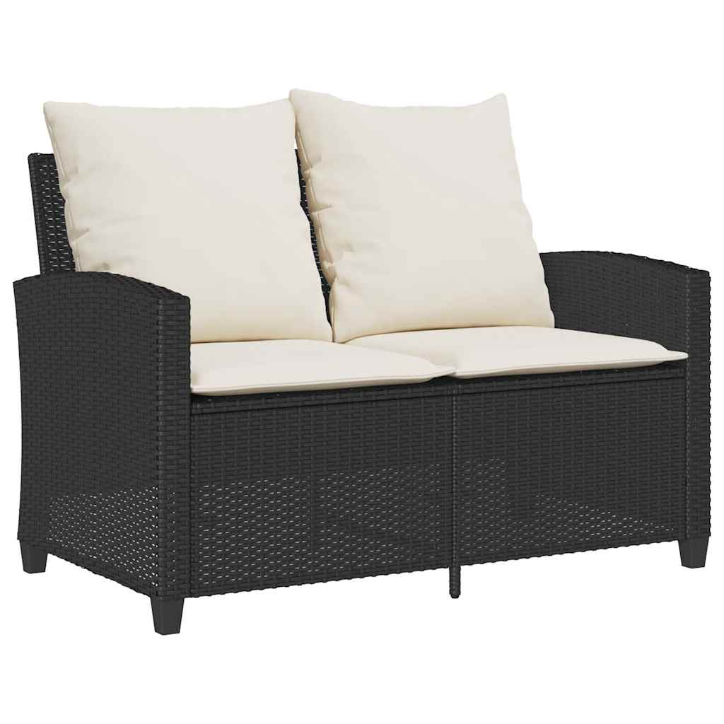 sofasæt til haven 6 dele med hynder polyrattan sort