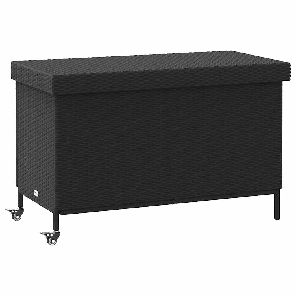 opbevaringsboks med hjul 110x55x73 cm polyrattan sort