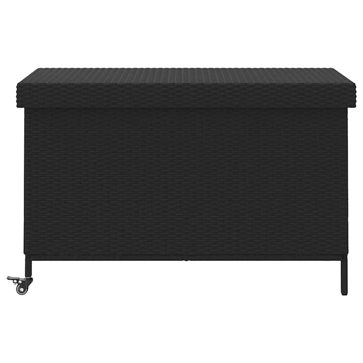 opbevaringsboks med hjul 110x55x73 cm polyrattan sort