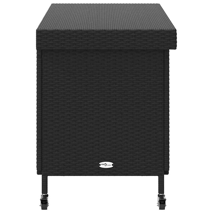 opbevaringsboks med hjul 110x55x73 cm polyrattan sort