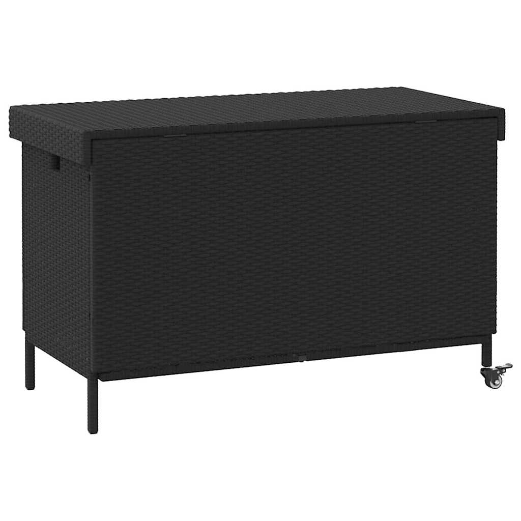 opbevaringsboks med hjul 110x55x73 cm polyrattan sort