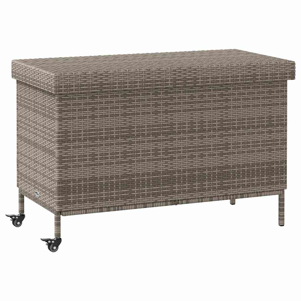 opbevaringsboks med hjul 110x55x73 cm polyrattan grå