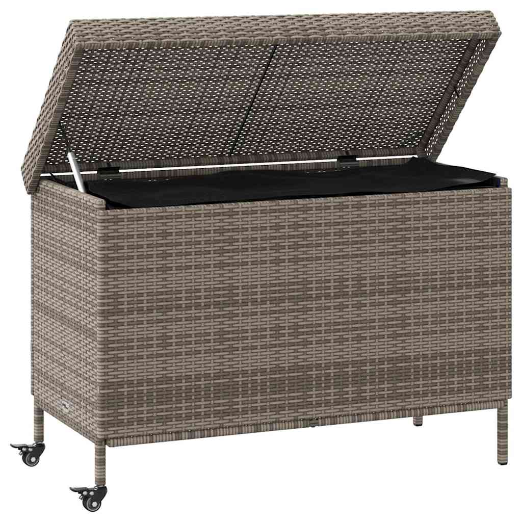 opbevaringsboks med hjul 110x55x73 cm polyrattan grå