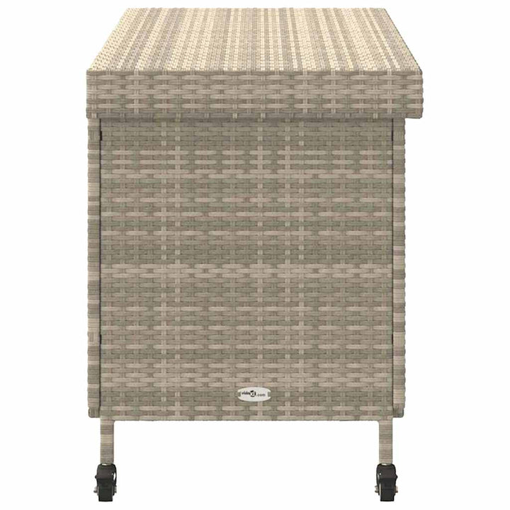 opbevaringsboks med hjul 110x55x73 cm polyrattan lysegrå
